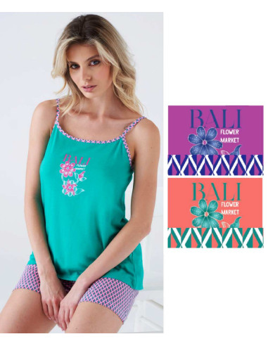 Women's thin straps cotton jersey pajamas with short s Karelpiu' KC8333