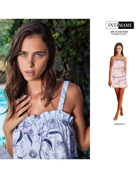 Women's thin straps cotton jersey pajamas Intimami ID1322