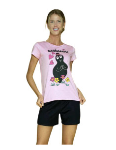 Pigiama donna a manica corta in jersey di cotone Barbapapà BAD2663 2