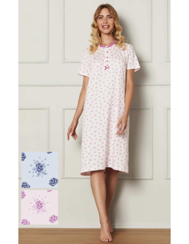 Camicia da notte donna a manica corta in jersey di cotone Cippi 6765