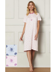 Camicia da notte donna calibrata a manica corta in jersey di cotone Cippi 6765C