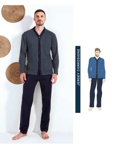 Pigiama uomo aperto in jersey di cotone Nottingham PG500000