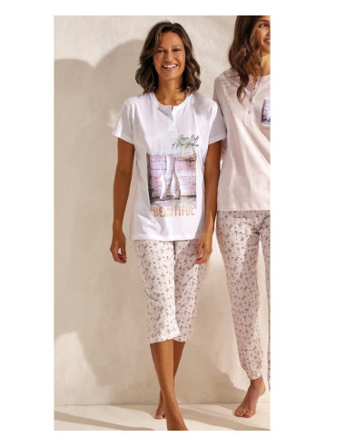 Women's half sleeves cotton jersey pajamas E. Coveri EP5281
