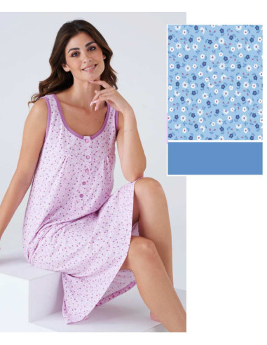 Camicia da notte donna in jersey di cotone a spalla larga Karelpiu' KC8309