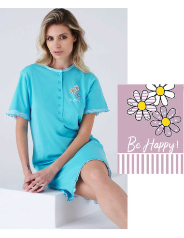 Women's half sleeves cotton jersey nightdress Karelpiu' KC8103