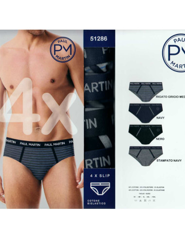 Gruppo 4 slip uomo in cotone elasticizzato Paul Martin 51286