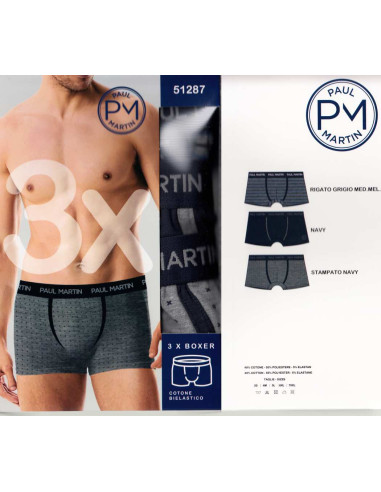 Gruppo 3 boxer uomo in cotone elasticizzato Paul Martin 51287
