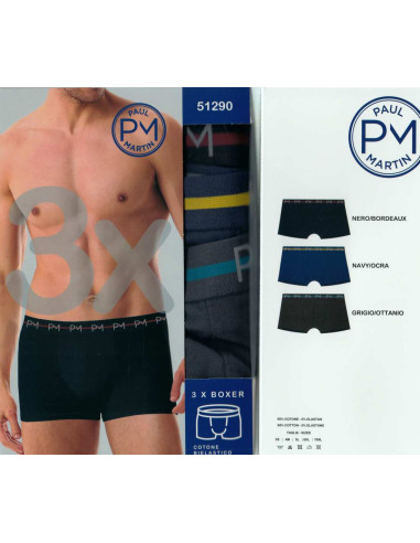 Gruppo 3 boxer uomo in cotone elasticizzato Paul Martin 51290