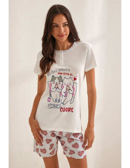 Women's half sleeves cotton jersey pajamas Il Granchio Lady GP5097