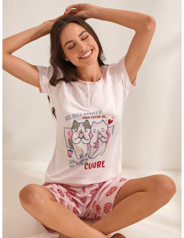 Pigiama donna a manica corta in jersey di cotone Il Granchio Lady GP5097
