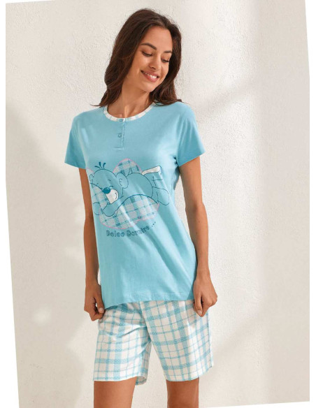Women's half sleeves cotton jersey pajamas Il Granchio Lady GP5099