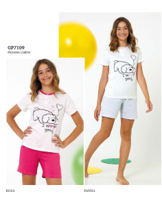 Girl's cotton jersey short pajamas Il Granchietto GP7109