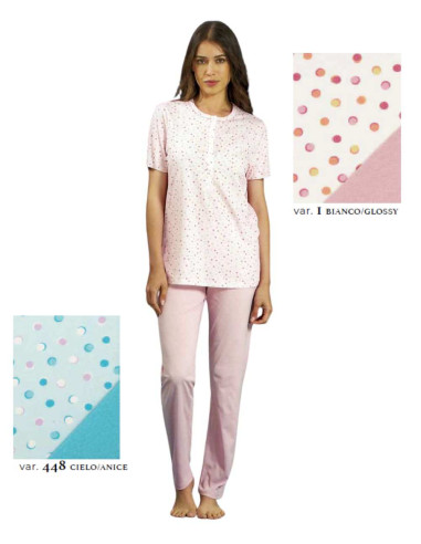 Pigiama donna a manica corta in jersey di cotone Linclalor 75279
