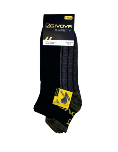 Gruppo 3 paia di calzini alla caviglia da lavoro in cotone elasticizzato rinforzato Givova GW004