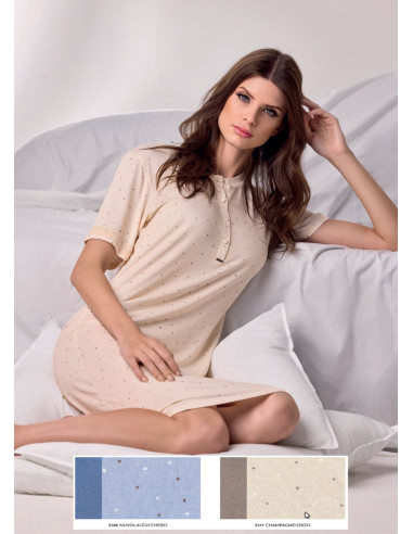 Camicia da notte donna a manica corta in viscosa Lormar PIN632668