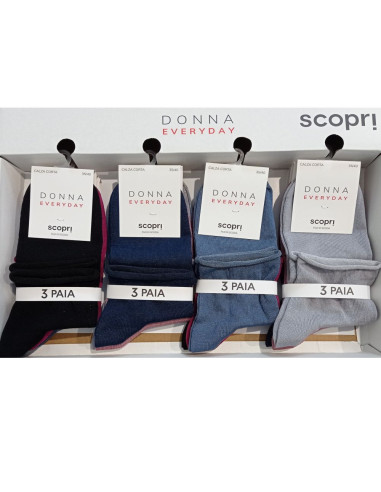Gruppo 3 calzini corti donna smollati in cotone elasticizzato Scopri Ribes