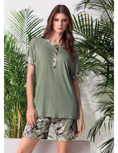 Woman half sleeves patterned viscose jersey pajamas Itaca ITA652585