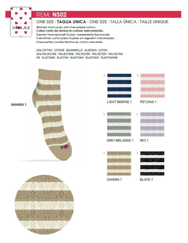 Gruppo 6 calzini corti donna in cotone elasticizzato Sielei NS02