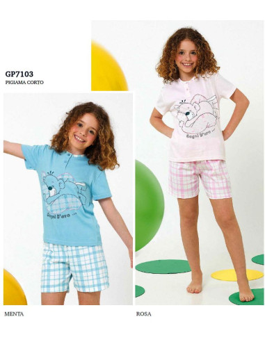 Girl's cotton jersey short pajamas Il Granchietto GP7103