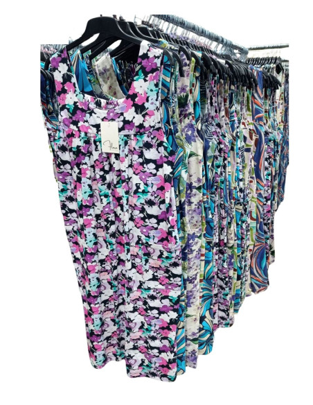 Abito donna prendisole smanicato in jersey di cotone Flora V014