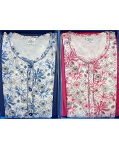 Women's opened long sleeves cotton jersey pajamas Silvia 45017 2