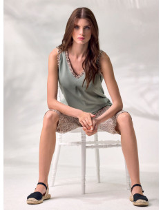Women's cotton jersey wide shoulder pajamas Lormar Sahara SAH652698