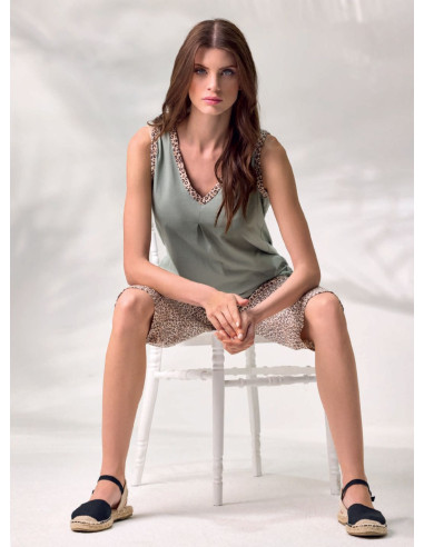 Pigiama donna a spalla larga in jersey di cotone Lormar Sahara SAH652698