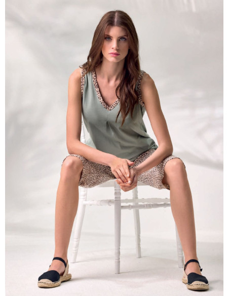 Women's cotton jersey wide shoulder pajamas Lormar Sahara SAH652698 Women's cotton jersey wide shoulder pajamas Lormar Sahara SAH652698