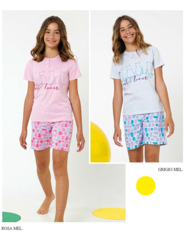 Girl's cotton jersey short pajamas Il Granchietto GP7110