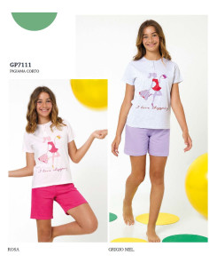 Girl's cotton jersey short pajamas Il Granchietto GP7111
