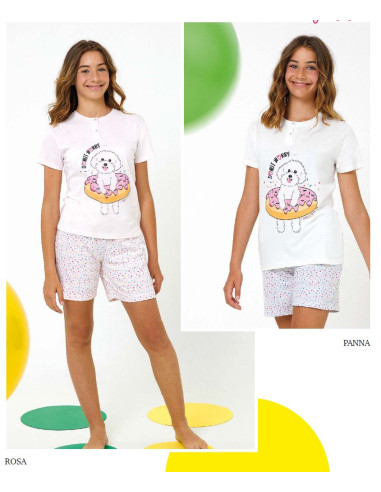 Girl's cotton jersey short pajamas Il Granchietto GP7112