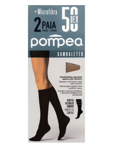Group of 2 pairs opaque knee-highs Pompea Micro 50 Group of 2 pairs opaque knee-highs Pompea Micro 50