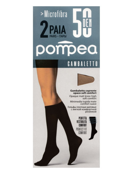 Group of 2 pairs opaque knee-highs Pompea Micro 50 Group of 2 pairs opaque knee-highs Pompea Micro 50