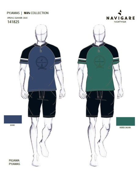 Men's cotton jersey short pajamas Navigare 141825
