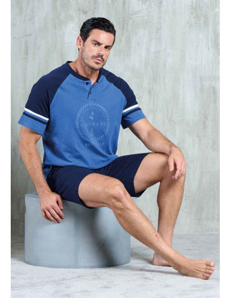 Men's cotton jersey short pajamas Navigare 141825