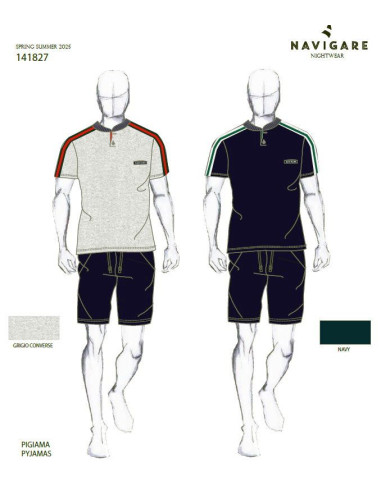Pigiama uomo a manica corta in cotone Navigare 141827 Pigiama uomo a manica corta in cotone Navigare 141827