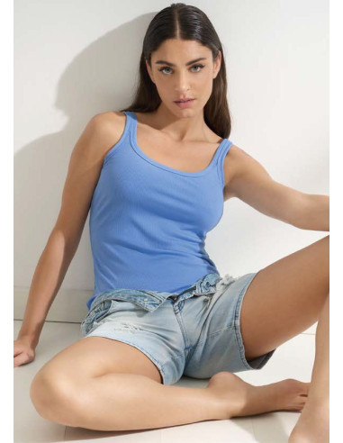 Women wide shoulder ribbed stretch bamboo vest Magic Dream P0727C