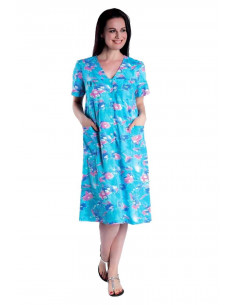 Woman half sleeves cotton jersey dress Flora V138