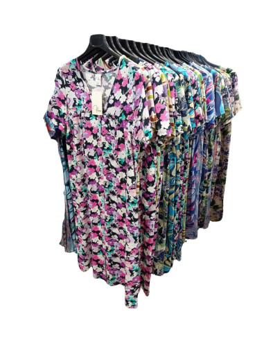 Woman half sleeves cotton jersey dress Flora V138