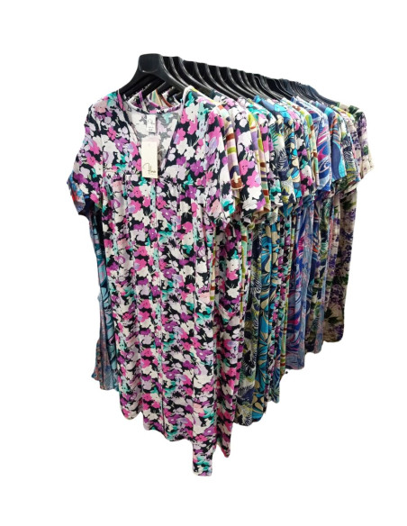 Woman half sleeves cotton jersey dress Flora V138