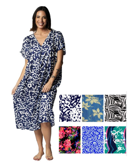Woman dress with short sleeves in patterned viscose Marila Diletta