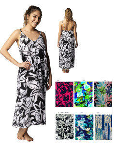 Woman dress with thin straps in patterned viscose Marila Piera