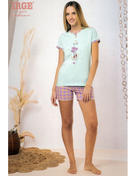 Woman short sleeves cotton pajamas Irge MIC2337