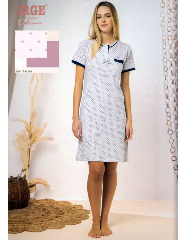 Camicia da notte donna a manica corta in cotone Irge MIC2341