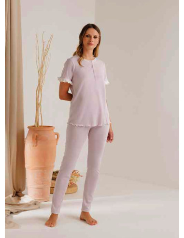 Pigiama donna in jersey di cotone con frappa Andra 9710