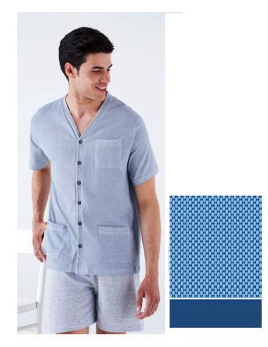 Men's opened short cotton jersey pajamas Karelpiu' KC8202