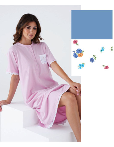 Women's half sleeves cotton jersey nightdress Karelpiu' KC8042