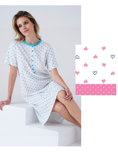 Women's CALIBRATED cotton jersey half sleeves nightdress Karelpiu' KC8061