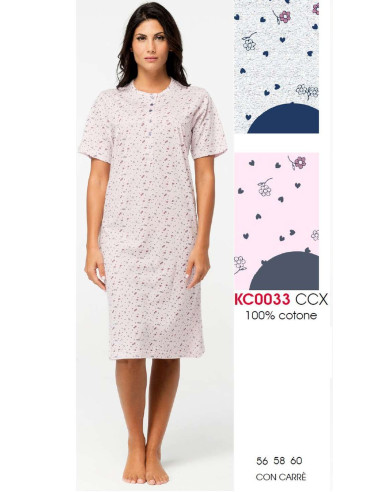 Women's CALIBRATED cotton jersey half sleeves nightdress Karelpiu' KC0033