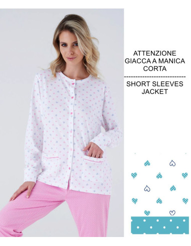 Pigiama donna aperto a manica corta in jersey di cotone Karelpiu' KC8156
